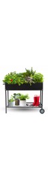 Planters, Stands & Window Boxes| KHOMO GEAR Medium (8-25-Quart) 16-in W x 28.7-in H Black Metal Raised Planter Box with Drainage Holes - IY26849