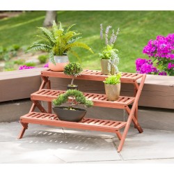 Planters, Stands & Window Boxes| Leisure Season 20-in H x 35-in W Medium Brown Outdoor Novelty Wood Plant Stand - UZ63099