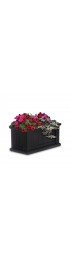 Planters, Stands & Window Boxes| Mayne Medium (8-25-Quart) 24-in W x 11-in H Black Resin Self Watering Planter with Drainage Holes - FV52865