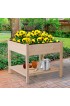 Planters, Stands & Window Boxes| Outsunny Extra Large (65+-Quart) 35.75-in W x 31.75-in H Natural Wood Color Wood Raised Planter Box with Drainage Holes - KQ07072