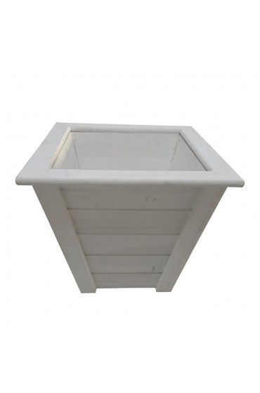 Planters, Stands & Window Boxes| Style Selections 14.96-in W x 13.98-in H White Wood Planter with Drainage Holes - WY13551