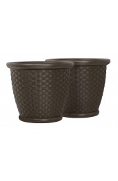 Planters, Stands & Window Boxes| Suncast 2-Pack Medium (8-25-Quart) 22-in W x 26.125-in H Brown Plastic Planter with Drainage Holes - LH03023