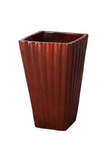 Planters, Stands & Window Boxes| undefined Large (25-65-Quart) 15-in W x 26-in H Tropical Red Ceramic Planter with Drainage Holes - AV35937