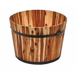 Planters, Stands & Window Boxes| Worth Imports Extra Large (65+-Quart) 22-in W x 18-in H Natural Oil Wood Barrel with Drainage Holes - ZE82446