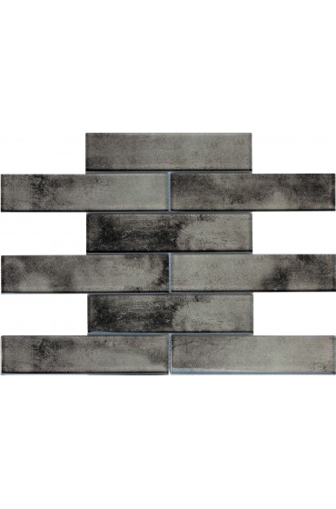 Tile| Apollo Tile Wall Tile 5-Pack Dark Gray 12-in x 12-in Glossy Glass Brick Subway Wall Tile - JI32696