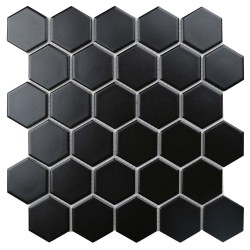 Tile| WS Tiles Porcelain Perfection 11-Pack Black 11-in x 11-in Matte Porcelain Hexagon Floor and Wall Tile - MG42232