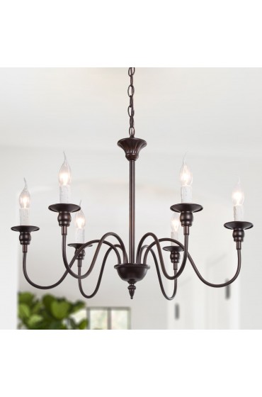 Chandeliers| LNC Echo 6-Light Oil-Rubbed Bronze Candle Style Transitional Chandelier - NP22623