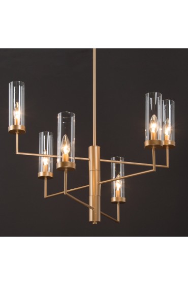 Chandeliers| Uolfin 6-Light Dark Gold with Cylindrical Glass Modern/Contemporary Chandelier - PL24628