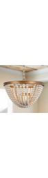 Chandeliers| Uolfin Cecilia 3-Light Antique Gold and Off White Wooden Beads Bohemian/Global Beaded Chandelier - ID73927