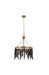 Chandeliers| Uolfin Cecilia 3-Light Antique Gold and Rustic Black Modern/Contemporary Beaded Chandelier - VR84414
