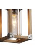 Pendant Lighting| LNC Holmes Distressed Brown and Brushed Gray Farmhouse Clear Glass Square LED Mini Kitchen Island Light - UZ29196