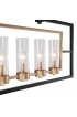 Pendant Lighting| Uolfin Cali 6-Light Black and Depth Gold Glam Clear Glass Linear Kitchen Island Light - QS07883