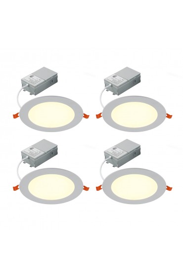 Recessed Lighting| Cedar Hill White 6-in 900-Lumen Warm White Round Dimmable LED Canless Recessed Downlight (4-Pack) - XU07794