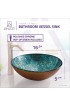 Bathroom Sinks| ANZZI Makata Gold/Cyan Mix Tempered Glass Vessel Round Modern Bathroom Sink Drain Included (16.5-in x 16.5-in) - BL78441