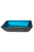 Bathroom Sinks| Eden Bath Turquoise Glass Vessel Rectangular Modern Bathroom Sink (18.25-in x 13-in) - XV68596