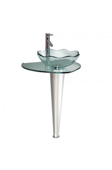 Bathroom Sinks| Fresca Netto Glass Stainless Steel Vessel Round Modern Bathroom Sink (20-in x 24-in) - PP87506