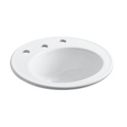 Bathroom Sinks| KOHLER Brookline White Drop-In Round Traditional Bathroom Sink with Overflow Drain (19-in x 19-in) - JJ90756