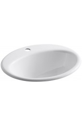 Bathroom Sinks| KOHLER Farmington White Cast Iron Drop-In Oval Traditional Bathroom Sink with Overflow Drain (19.25-in x 16.25-in) - DB17393