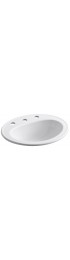 Bathroom Sinks| KOHLER Pennington White Drop-In Oval Traditional Bathroom Sink with Overflow Drain (20.25-in x 17.5-in) - VZ32517