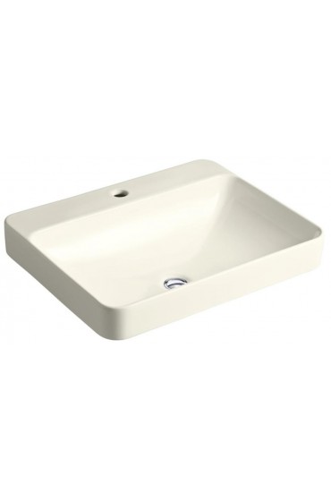 Bathroom Sinks| KOHLER Vox Rectangle Biscuit Vessel Rectangular Modern Bathroom Sink with Overflow Drain (23-in x 18.125-in) - WB21427