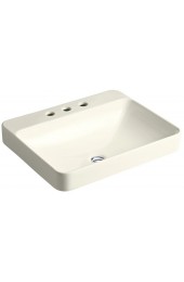 Bathroom Sinks| KOHLER Vox Rectangle Biscuit Vessel Rectangular Modern Bathroom Sink with Overflow Drain (23-in x 18.125-in) - CF77409