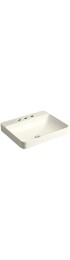 Bathroom Sinks| KOHLER Vox Rectangle Biscuit Vessel Rectangular Modern Bathroom Sink with Overflow Drain (23-in x 18.125-in) - CF77409
