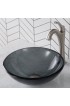 Bathroom Sinks| Kraus Clear Black Tempered Glass Vessel Round Modern Bathroom Sink (14-in x 14-in) - YG49567