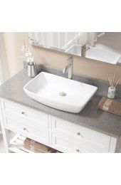 Bathroom Sinks| MR Direct White Porcelain Vessel Rectangular Traditional Bathroom Sink with Faucet Drain Included (23.5-in x 14.75-in) - DI25446