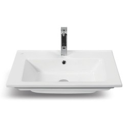 Bathroom Sinks| Nameeks Arte White Ceramic Drop-In Rectangular Modern Bathroom Sink with Overflow Drain (25.6-in x 17.7-in) - EJ29380