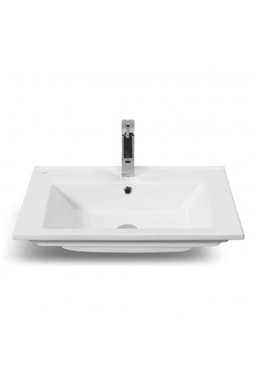 Bathroom Sinks| Nameeks Arte White Ceramic Drop-In Rectangular Modern Bathroom Sink with Overflow Drain (25.6-in x 17.7-in) - EJ29380