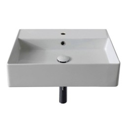 Bathroom Sinks| Nameeks Teorema 2 White Ceramic Wall-mount Rectangular Modern Bathroom Sink with Overflow Drain (19.88-in x 15.2-in) - RH52722
