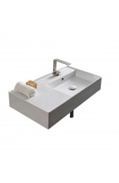 Bathroom Sinks| Nameeks Teorema 2 White Ceramic Wall-mount Rectangular Modern Bathroom Sink with Overflow Drain (31.9-in x 17.3-in) - JH44283