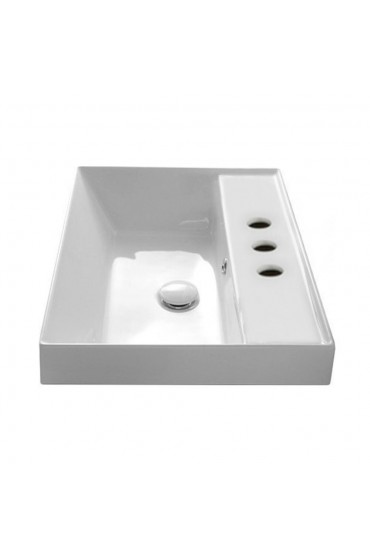 Bathroom Sinks| Nameeks Teorema White Ceramic Drop-In Square Modern Bathroom Sink with Overflow Drain (17.7-in x 17.7-in) - TT47944