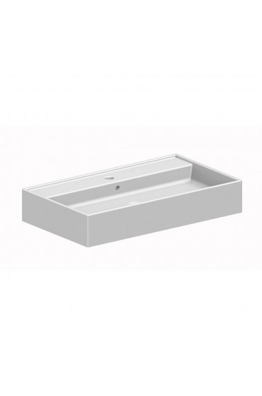 Bathroom Sinks| Nameeks Teorema White Ceramic Vessel Rectangular Modern Bathroom Sink (31.69-in x 31.69-in) - CB19542