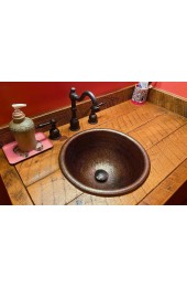 Bathroom Sinks| PREMIER COPPER PRODUCTS Copper Bathroom Sinks Oil Rubbed Bronze Copper Drop-In Round Farmhouse Bathroom Sink (14-in x 14-in) - CQ25563