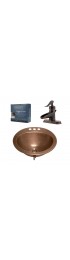 Bathroom Sinks| SINKOLOGY Antique Copper Drop-In Round Rustic Bathroom Sink with Faucet and Overflow Drain Included (19-in x 19-in) - DC50836
