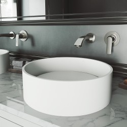 Bathroom Sinks| VIGO Anvil Matte White Matte Stone Vessel Round Modern Bathroom Sink (16-in x 16-in) - AZ05825