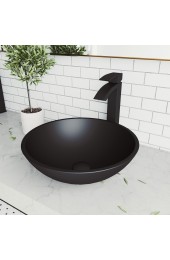 Bathroom Sinks| VIGO Cavalli Matteshell Glass Vessel Round Modern Bathroom Sink with Faucet Drain Included (15-in x 15-in) - JB78083