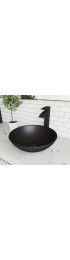 Bathroom Sinks| VIGO Cavalli Matteshell Glass Vessel Round Modern Bathroom Sink with Faucet Drain Included (15-in x 15-in) - JB78083