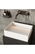 Bathroom Sinks| VIGO Montauk Matte White Matte Stone Vessel Rectangular Modern Bathroom Sink (13.125-in x 17.125-in) - NA26821