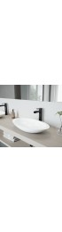 Bathroom Sinks| VIGO Vessel sink Matte White Matte Stone Vessel Oval Modern Bathroom Sink with Faucet Drain Included (23.125-in x 13.5-in) - TN03905