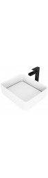 Bathroom Sinks| VIGO Vessel sink Matte White Matte Stone Vessel Rectangular Modern Bathroom Sink with Faucet Drain Included (18.125-in x 14.625-in) - AF41630