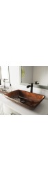 Bathroom Sinks| VIGO Vessel sink Rich Chocolate Brown Glass Vessel Rectangular Modern Bathroom Sink with Faucet Drain Included (14.5-in x 22.5-in) - GS53071