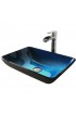 Bathroom Sinks| VIGO Vessel sink Turquoise Water Glass Vessel Rectangular Modern Bathroom Sink with Faucet Drain Included (13-in x 18.125-in) - IB95110