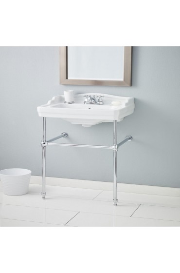 Console Sinks| Cheviot Essex 36.5-in H White/Chrome Stainless Steel Wall-mount Console Sink with Base (18-in x 24-in) - ZE67919
