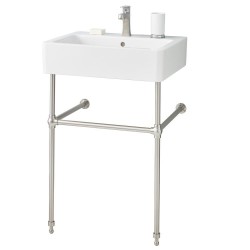 Console Sinks| Cheviot Nuovella 38.75-in H White/Brushed Nickel Stainless Steel Wall-mount Console Sink with Base (19.69-in x 23.63-in) - OM17059