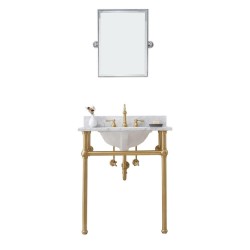Console Sinks| Water Creation Embassy 33.13-in H Satin Gold Composite Wall-mount Console Sink with Base (19.25-in x 25.38-in) - YB09268