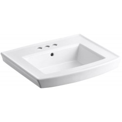 Pedestal Sinks| KOHLER Archer 7.94-in H White Vitreous China Traditional Pedestal Sink Top (23.94-in x 20.44-in) - AX14146