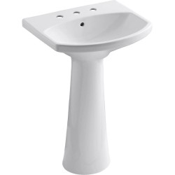 Pedestal Sinks| KOHLER Cimarron 34.5-in H White Vitreous China Traditional Pedestal Sink Combo (22.75-in x 18.875-in) - HA88733