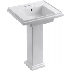 Pedestal Sinks| KOHLER Tresham 34.625-in H White Fire Clay Traditional Pedestal Sink Combo (24-in x 19.5-in) - WZ95006